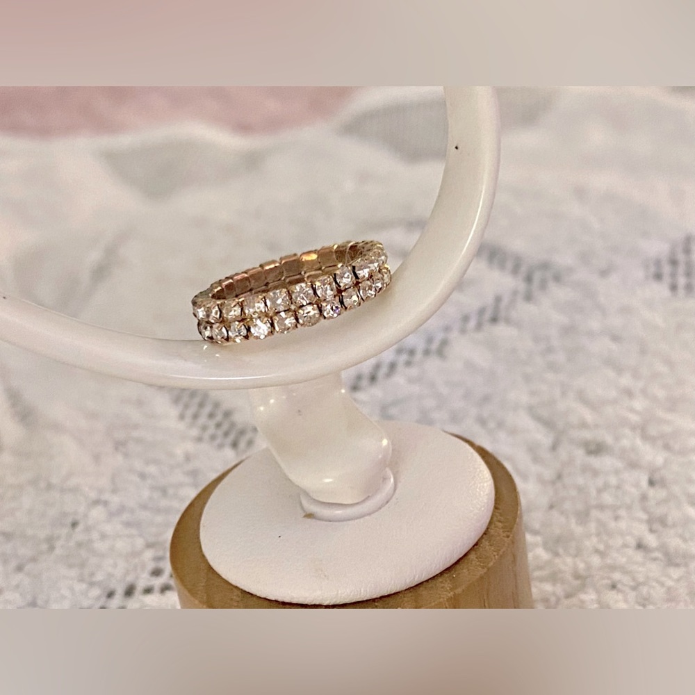 Double Rhinestone Stretchy Ring